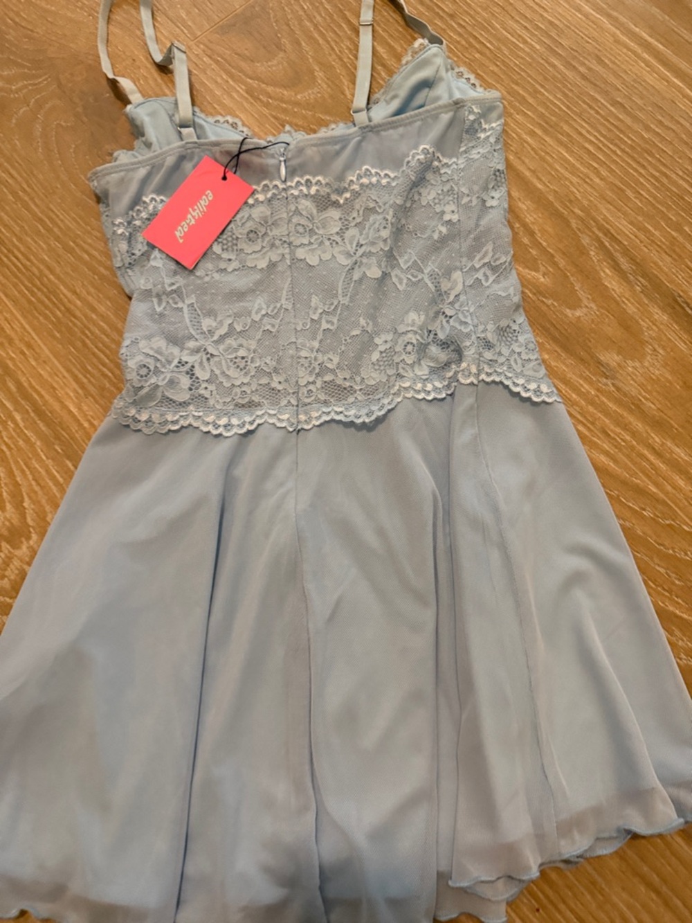 Edikted Cosmic Lacey Cupped Mini Dress in Light Blue NWT Size S - Picture 9 of 10